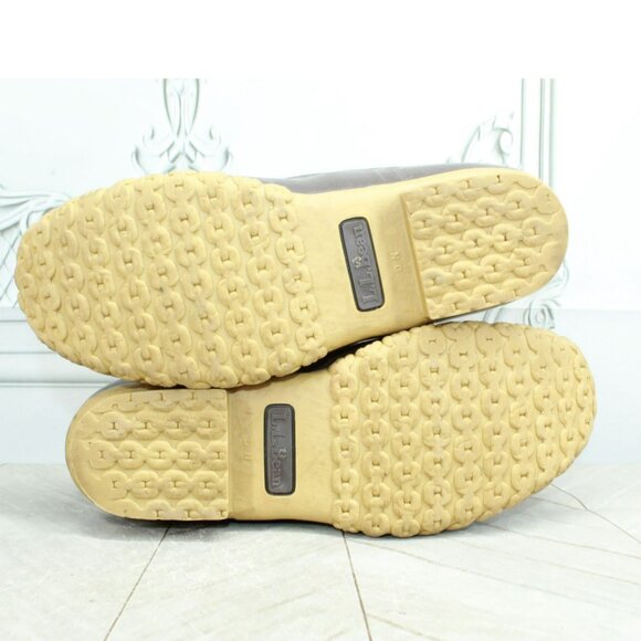 LL Bean Brown Leather Lace Up Round Toe Unlined Ankle Duck Boots Size 8 N - Picture 8 of 10